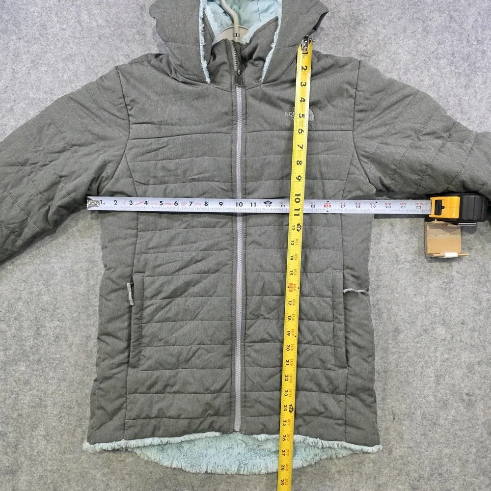 The North Face‎ Mossbud Swirl Jacket Girls XL 18 Gray Sherpa Fleece Lined Puffer